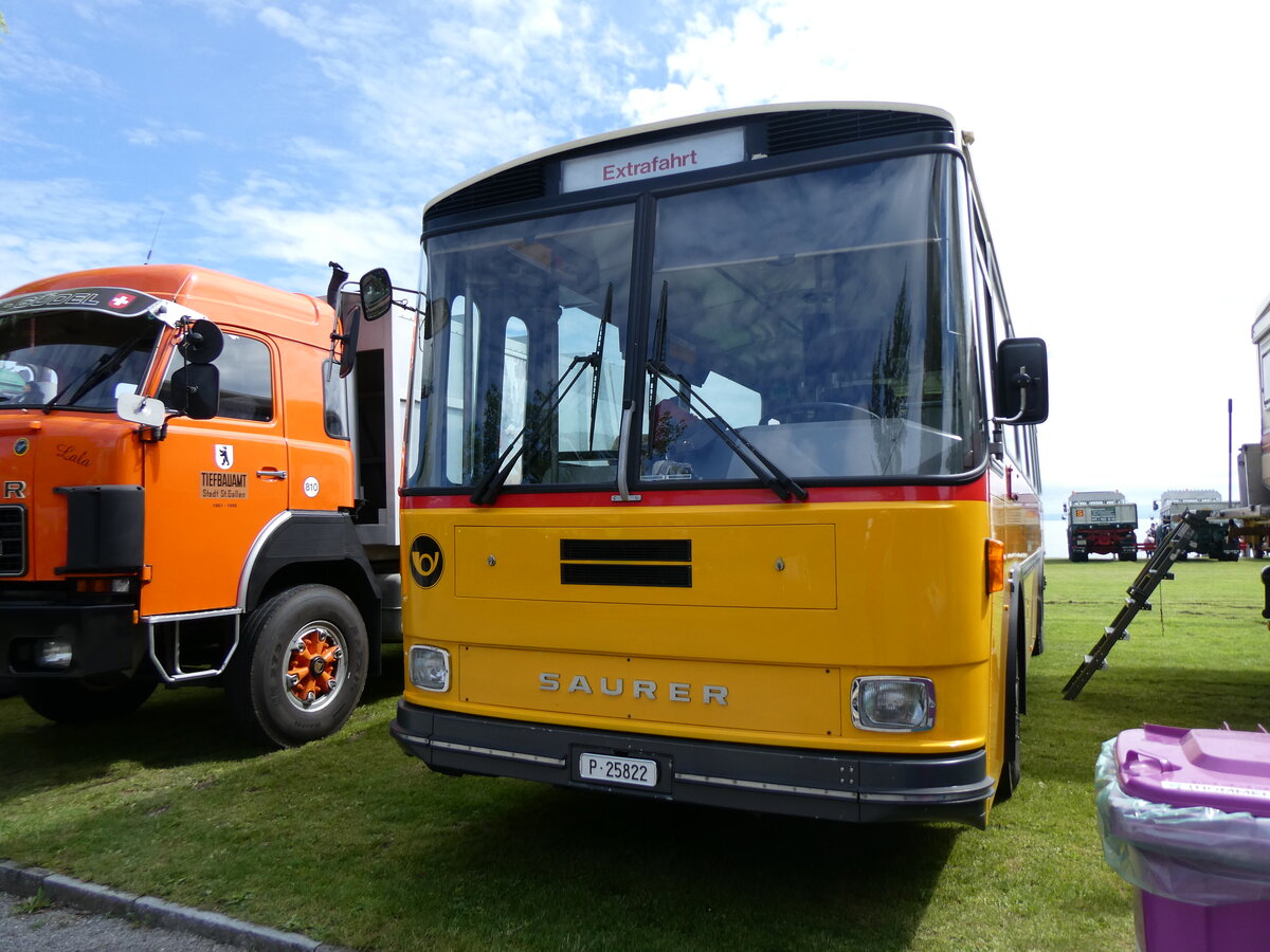 (262'946) - Gautschi, Suhr -  P 25'822  - Saurer/T�scher (ex L�tscher, Neuheim Nr. 200/PID 2525; ex Cartek, Regensdorf; ex P 25'822) am 25. Mai 2024 in Arbon, Arbon Classics