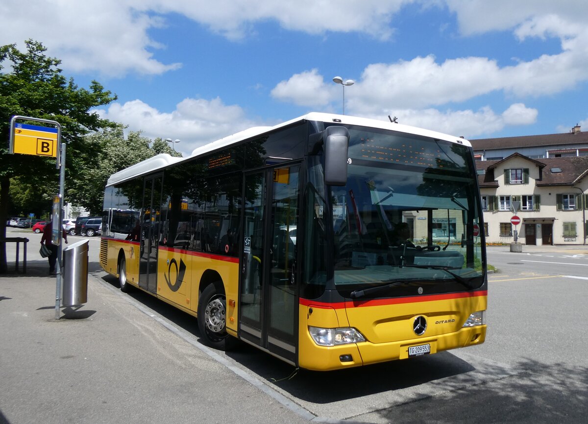 (263'372) - Rattin, Schlatt - TG 209'553/PID 4539 - Mercedes (ex Harz, D-Saarbr�cken; ex PostAuto Bern; ex AVG Meiringen Nr. 71) am 4. Juni 2024 beim Bahnhof Weinfelden