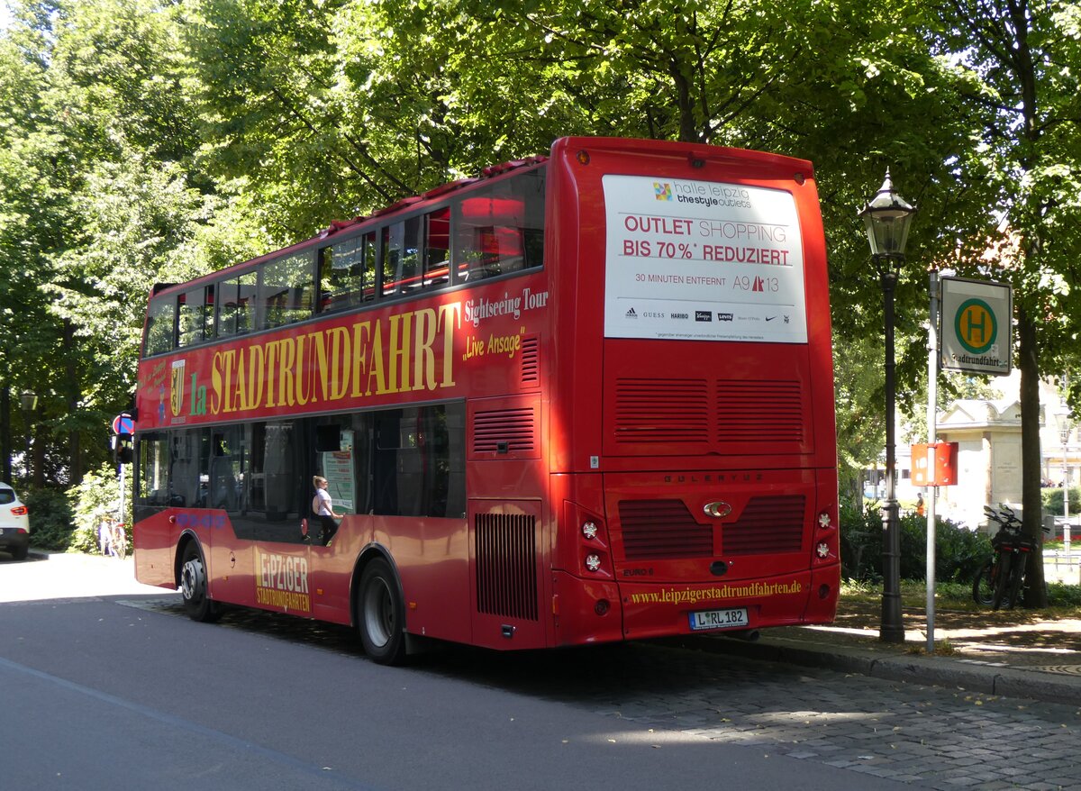 (264'478) - Leipziger Stadtrundfahrt, Leipzig - L-RL 182 - G�lery�z am 9. Juli 2024 beim Hauptbahnhof Leipzig