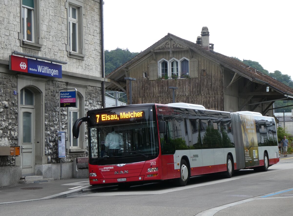 (264'822) - SW Winterthur - Nr. 352/ZH 886'352 - MAN am 17. Juli 2024 beim Bahnhof Winterthur W�lflingen