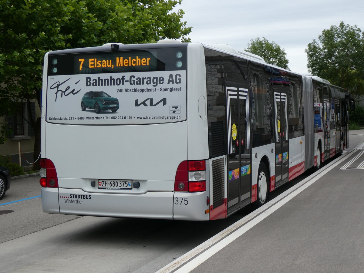 (264'845) - SW Winterthur - Nr. 375/ZH 680'375 - MAN am 17. Juli 2024 beim Bahnhof Winterthur W�lflingen
