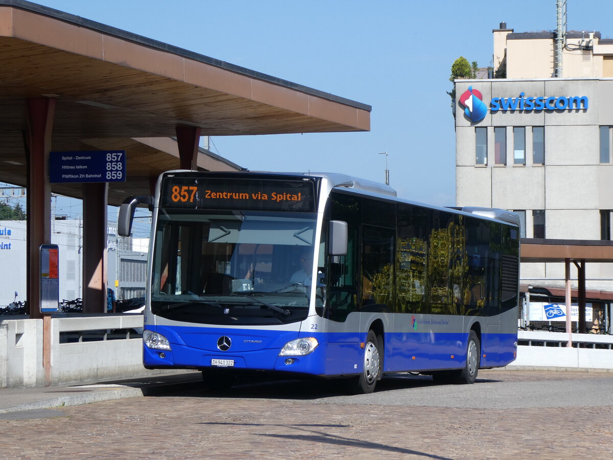 (265'654) - VZO Gr�ningen - Nr. 22/ZH 941'322 - Mercedes am 15. August 2024 beim Bahnhof Wetzikon