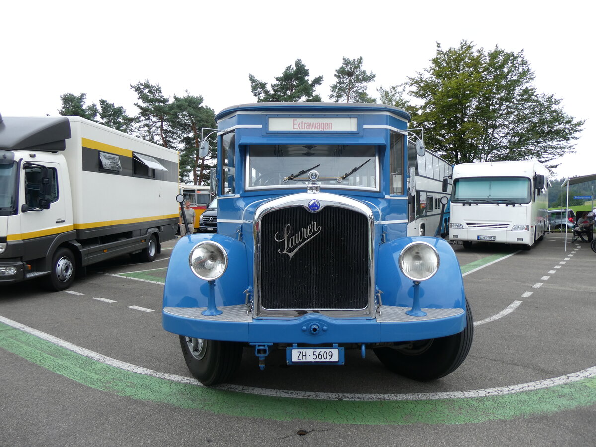 (265'854) - VBZ Z�rich (TMZ) - Nr. 9/ZH 5609 - Saurer/SWS (ex Bamert, Wollerau; ex BBA Aarau Nr. 1; ex VBZ Z�rich Nr. 209; ex VBZ Z�rich Nr. 9) am 17. August 2024 in Neuhausen, Langriet