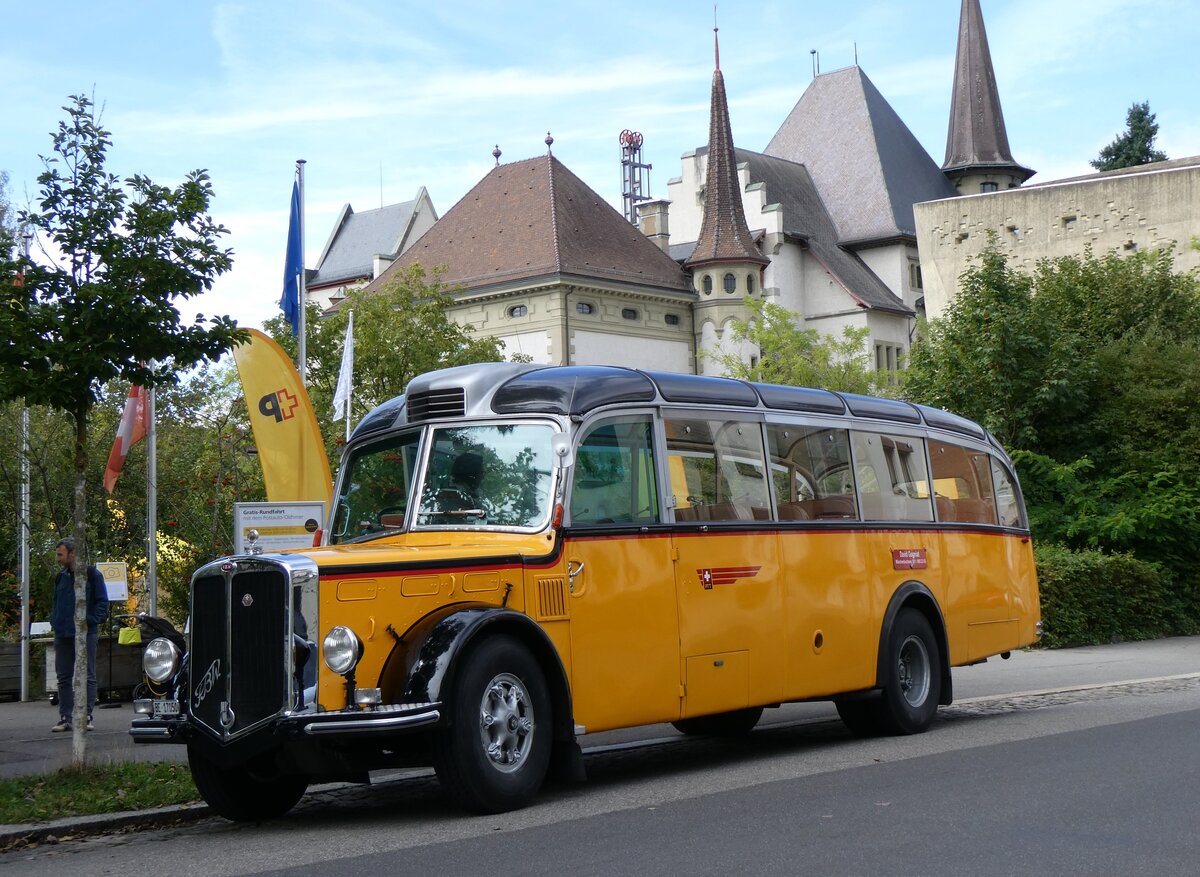 (267'022) - Gogniat, M�nchenbuchsee - BE 17'050 - FBW/FHS (ex Herzog, Muttenz; ex Kontiki, Wettingen Nr. 4; ex Nett, Bachs; ex P 23'179; ex P 2187) am 14. September 2024 in Bern, Museum f�r Kommunikation