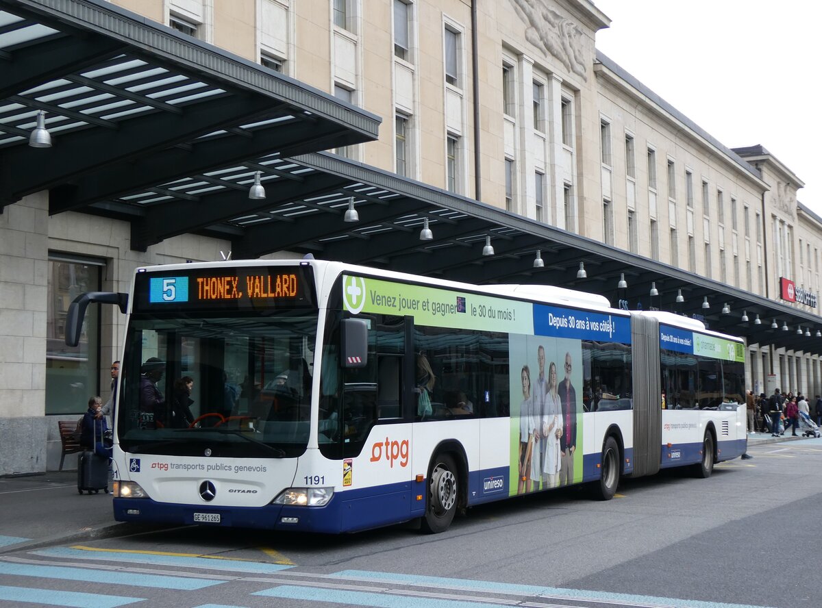 (267'930) - TPG Gen�ve - Nr. 1191/GE 961'265 - Mercedes am 10. Oktober 2024 beim Bahnhof Gen�ve