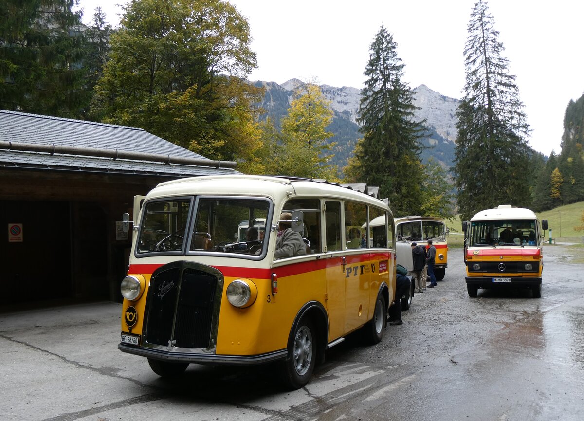 (268'061) - Schmid, Th�rishaus - Nr. 3/BE 26'760 - Saurer/Gangloff (ex Geiger, Adelboden Nr. 3) am 12. Oktober 2024 in Kiental, Tschingel