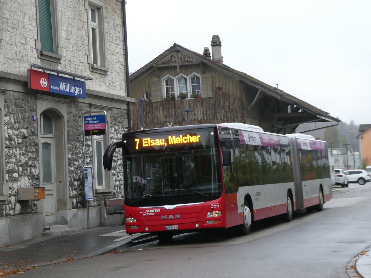 (268'324) - SW Winterthur - Nr. 356/ZH 886'356 - MAN am 20. Oktober 2024 beim Bahnhof Winterthur W�lflingen