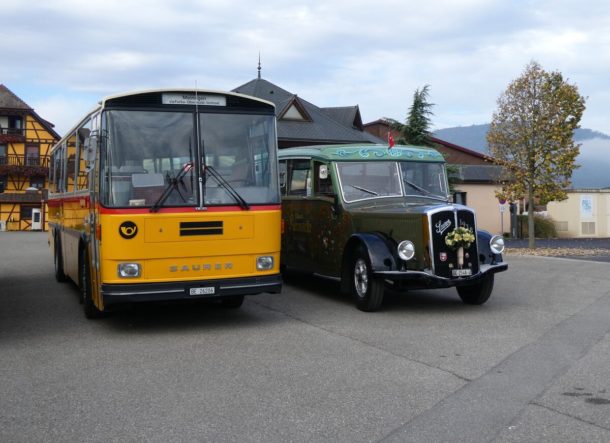 (268'741) - Aus der Schweiz: Schmid, Th�rishaus - BE 26'206 - Saurer/T�scher (ex P 24'244) am 27. Oktober 2024 in Kintzheim, Cigoland