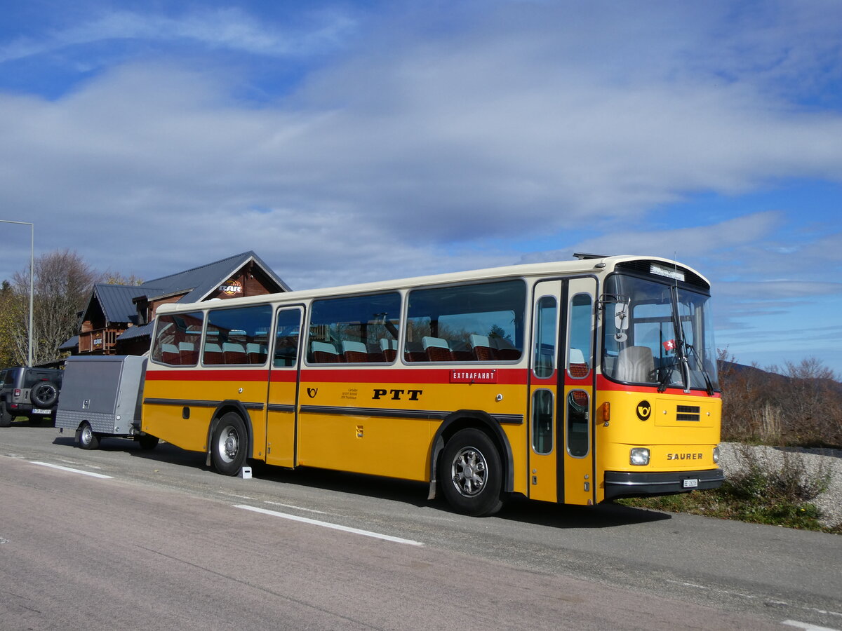 (268'769) - Aus der Schweiz: Schmid, Th�rishaus - BE 26'206 - Saurer/T�scher (ex P 24'244) am 27. Oktober 2024 in Linthal, Station du Markstein