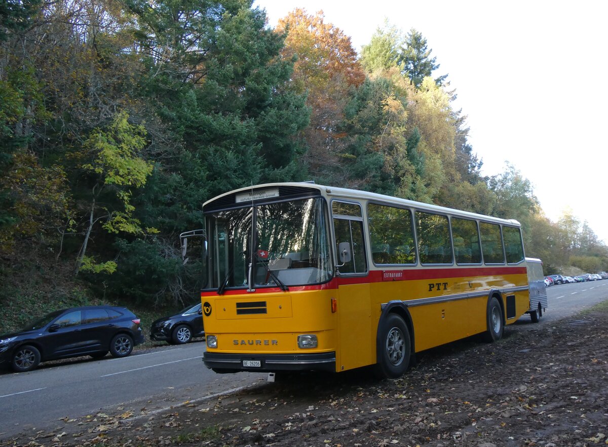 (268'794) - Aus der Schweiz: Schmid, Th�rishaus - BE 26'206 - Saurer/T�scher (ex P 24'244) am 27. Oktober 2024 in Wattwiller, Vieil Armand Hartmannswillerkopf