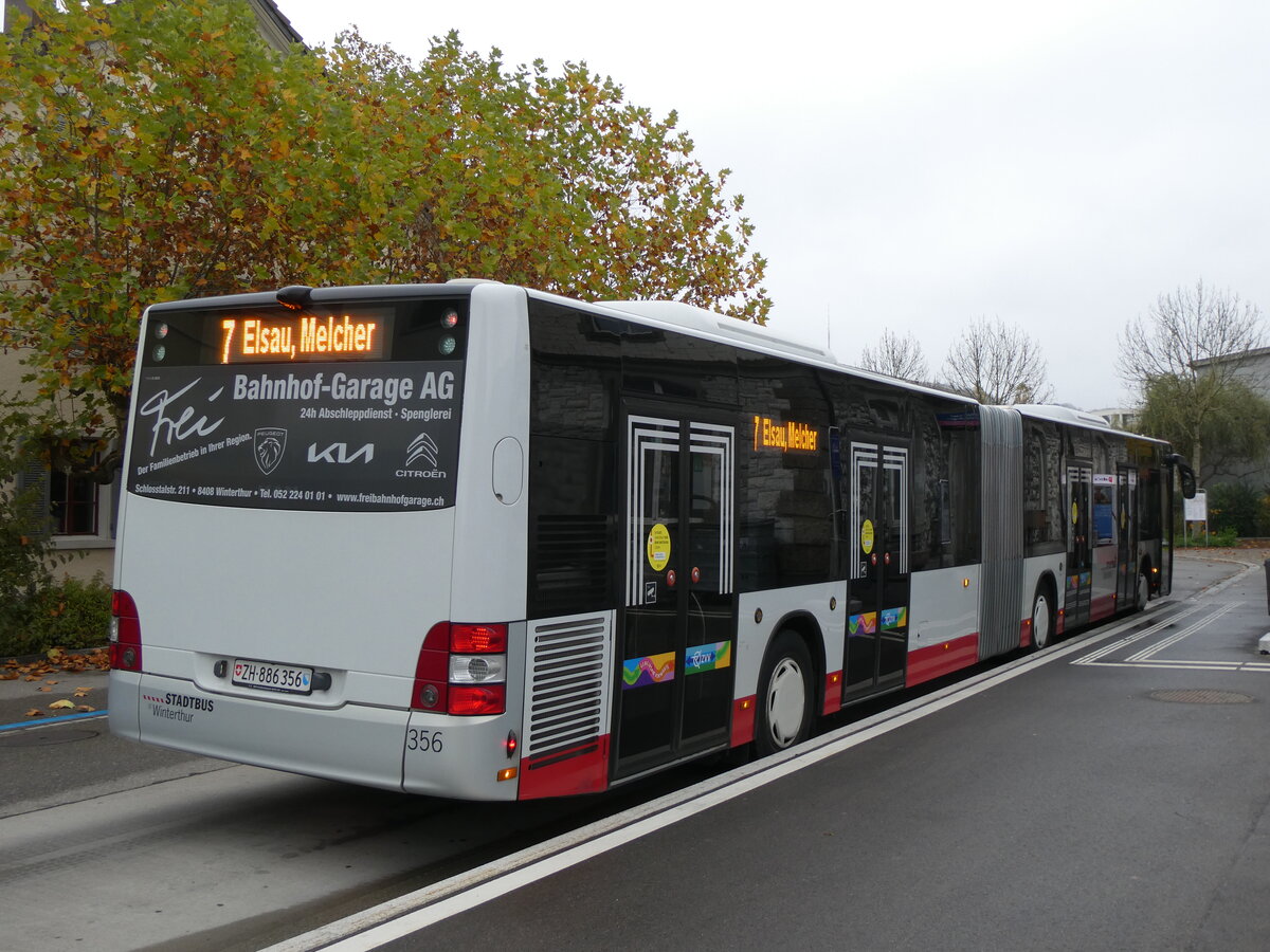(268'921) - SW Winterthur - Nr. 356/ZH 886'356 - MAN am 2. November 2024 beim Bahnhof Winterthur W�lflingen