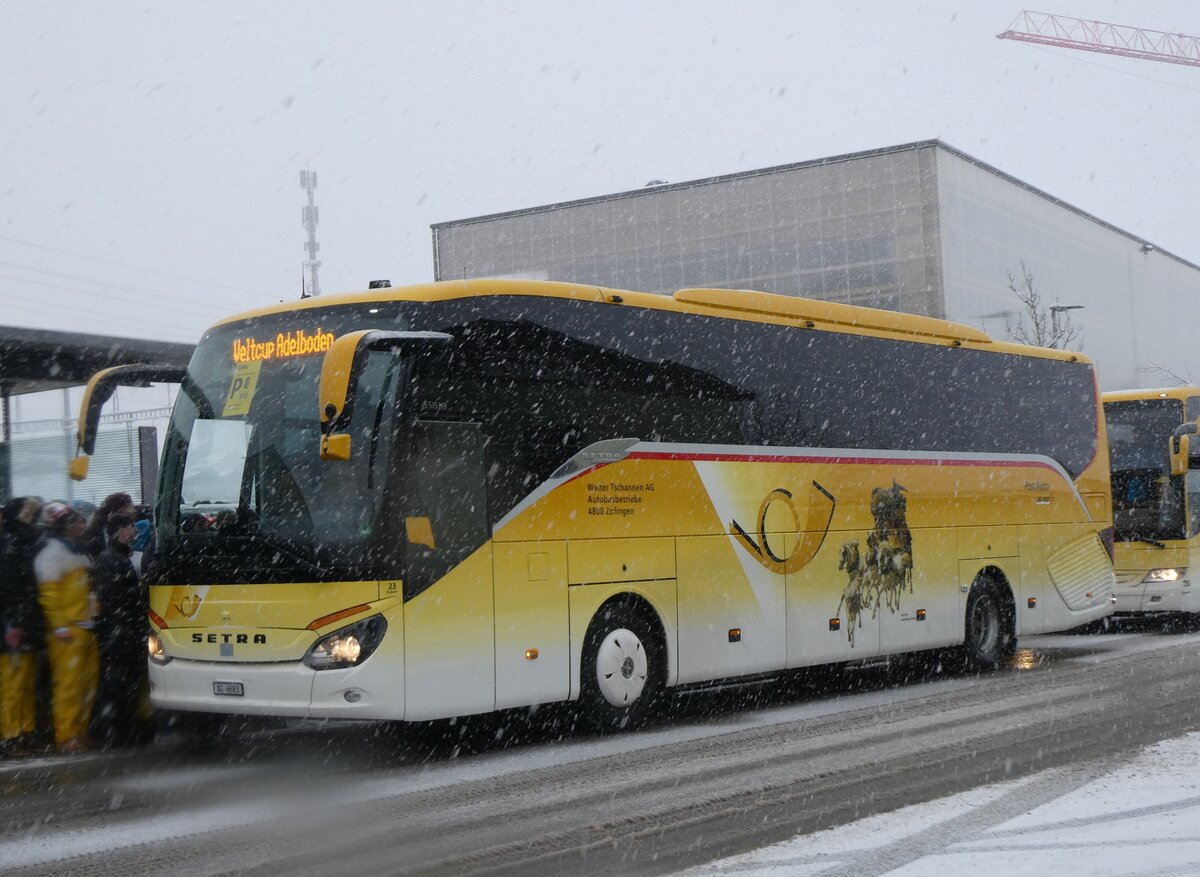 (270'913) - Tschannen, Zofingen - Nr. 23/AG 6683 - Setra (ex Slovak Lines, SK-Bratislava; ex Vorf�hrwagen EvoBus, D-Mannheim) am 11. Januar 2025 beim Bahnhof Frutigen