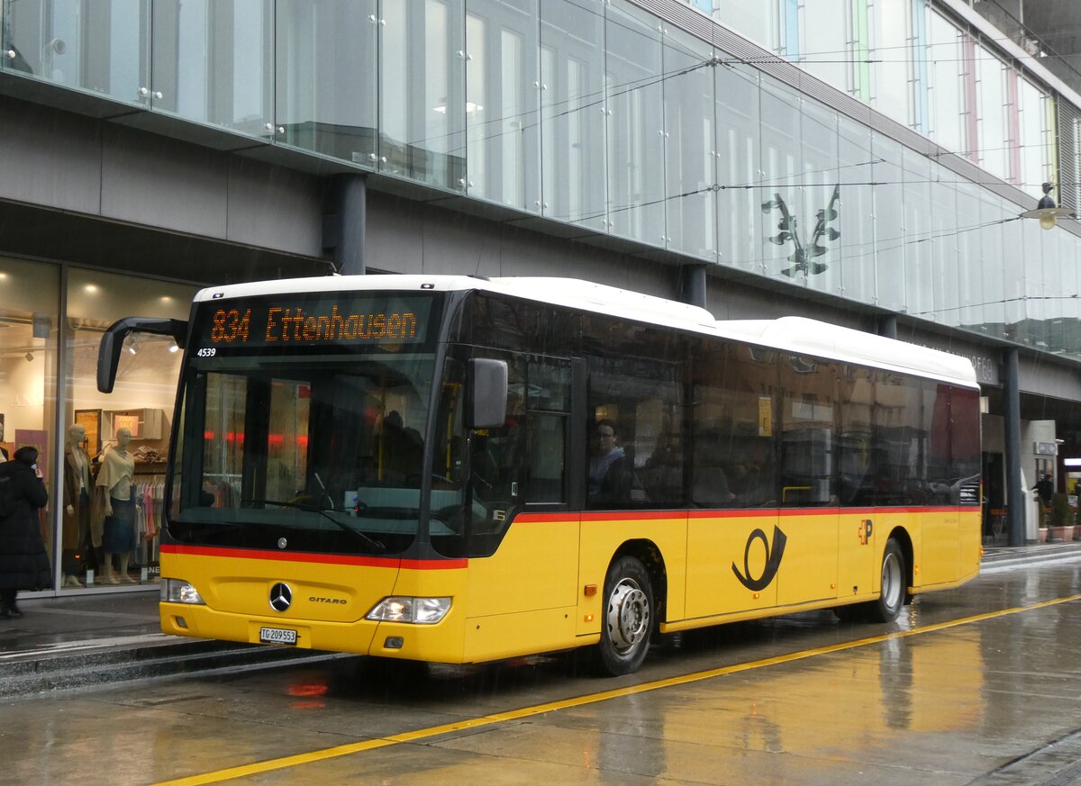 (271'890) - Rattin, Schlatt - TG 209'553/PID 4539 - Mercedes (ex Harz, D-Saarbr�cken; ex PostAuto Bern; ex AVG Meiringen Nr. 71) am 13. Februar 2025 beim Bahnhof Frauenfeld