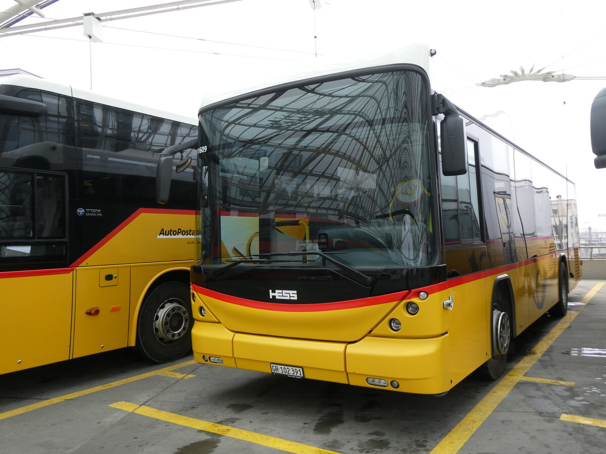 (271'949) - PostAuto Graub�nden - GR 102'391/PID 11'609 - Scania/Hess (ex Gessinger, Bad Ragaz) am 14. Februar 2025 in Chur Postautostation