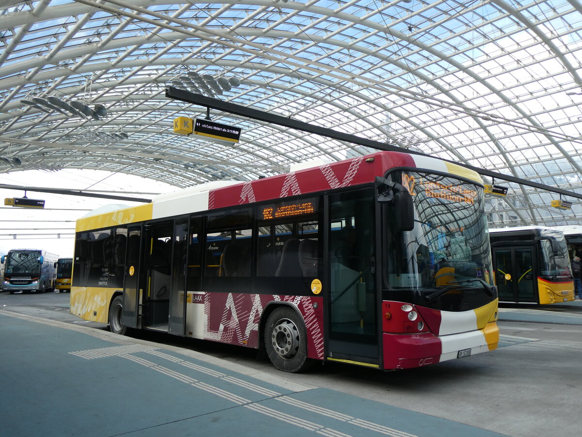 (272'040) - PostAuto Graub�nden - GR 51'188/PID 5025 - Scania/Hess am 14. Februar 2025 in Chur, Postautostation