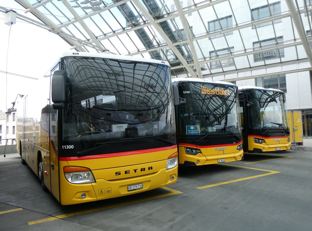 (272'047) - PostAuto Graub�nden - GR 179'710/PID 11'300 - Setra am 14. Februar 2025 in Chur, Postautostation