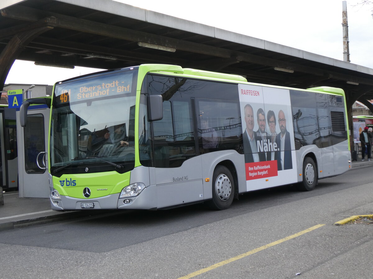 (272'445) - Busland, Burgdorf - Nr. 215/BE 724'215 - Mercedes am 22. Februar 2025 beim Bahnhof Burgdorf
