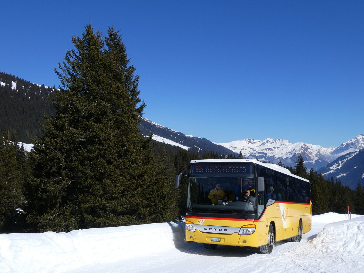 (272'586) - PostAuto Bern - BE 401'465/PID 4715 - Setra (ex AVG Meiringen Nr. 65) am 2. M�rz 2025 bei der Grossen Scheidegg