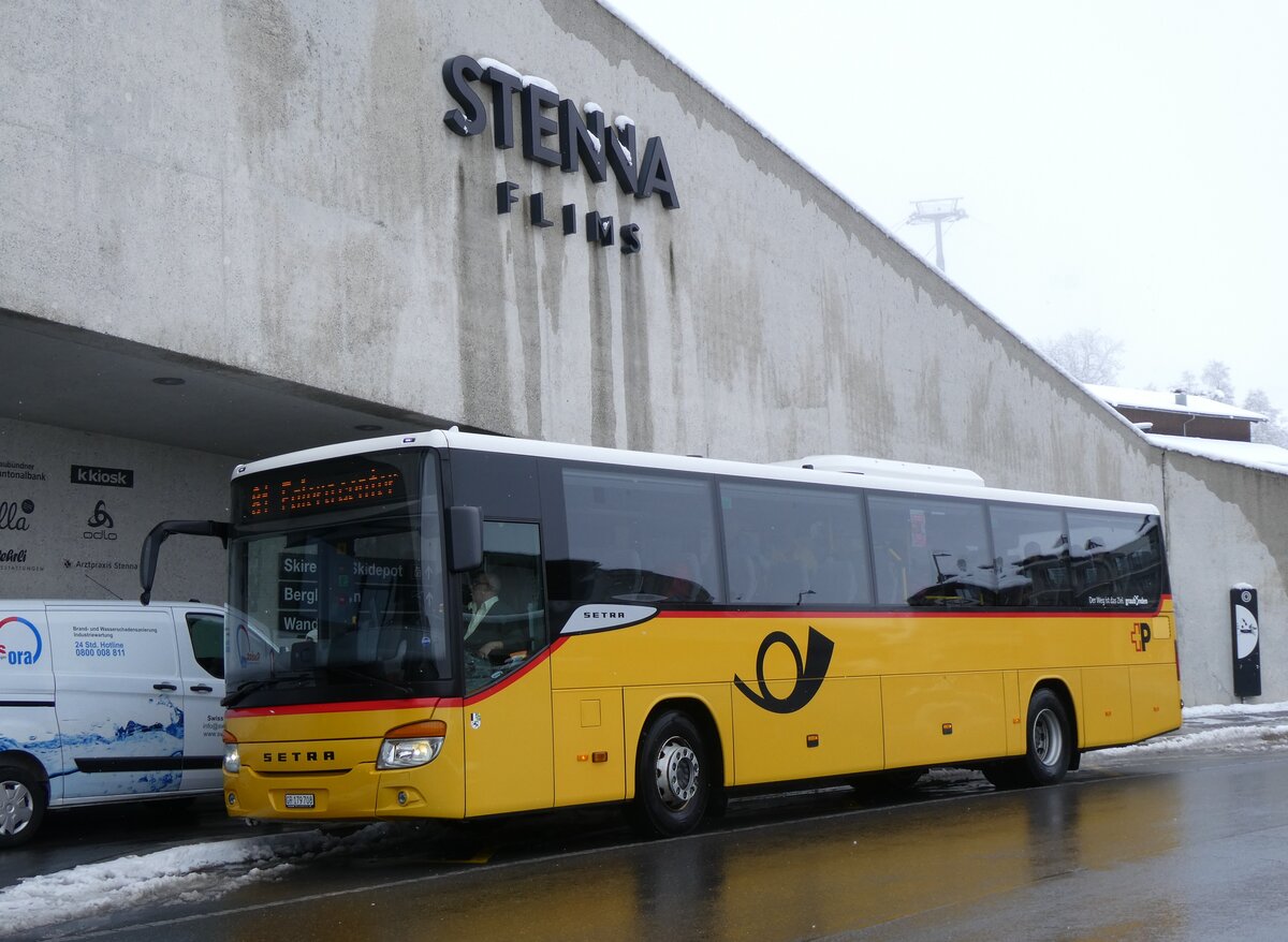 (272'886) - PostAuto Graub�nden - GR 179'708/PID 11'301 - Setra am 14. M�rz 2025 in Flims, Bergbahnen