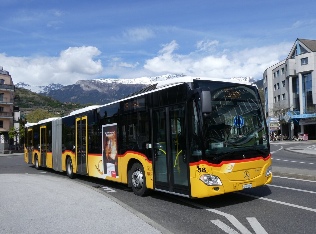 (273'956) - PostAuto Wallis - Nr. 58/VS 519'940/PID 11'490 - Mercedes am 14. April 2025 beim Bahnhof Sion