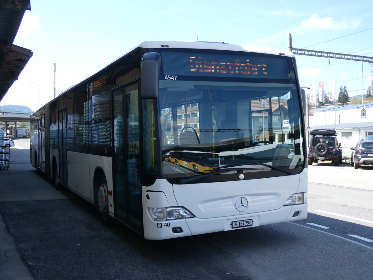 (274'343) - Eurobus, Arbon - Nr. 40/TG 187'796/PID 4547 - Mercedes (ex Nr. 13) am 28. April 2025 beim Bahnhof Sch�pfheim