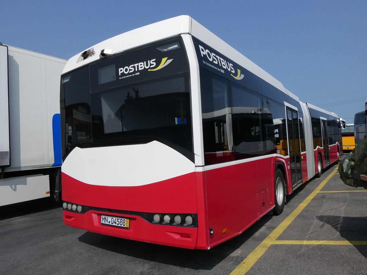 (276'525) - Aus Oesterreich: PostBus - MN 04'588 (BD 15'717) - Solaris am 9. Juni 2025 in Kerzers, Interbus