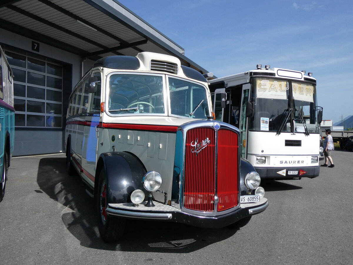 (276'626) - GBS, Susten - VS 60'855 - Saurer/Lauber (ex Evasion, St-Maurice; ex Zumwald, Fribourg; ex Leu, Arosa; ex Schett, Sargans; ex P 23'165; ex P 2252) am 14. Juni 2025 in Aigle, Kolly SA