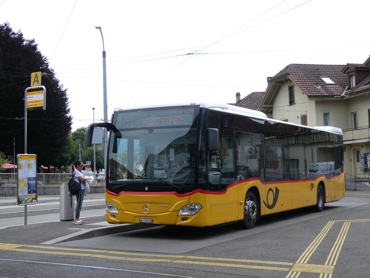 (277'272) - PostAuto Bern BE 734'536/PID 11'404 - Mercedes (ex BE 610'540) am 27. Juni 2025 beim Bahnhof Worb Dorf