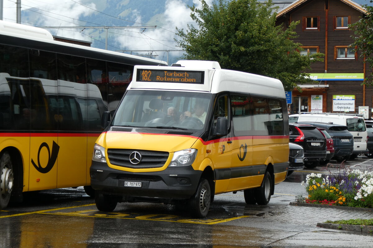 (278'075) - PostAuto Bern - BE 707'972/PID 10'890 - Mercedes (ex K�bli, Gstaad) am 26. Juli 2025 beim Bahnhof Gstaad
