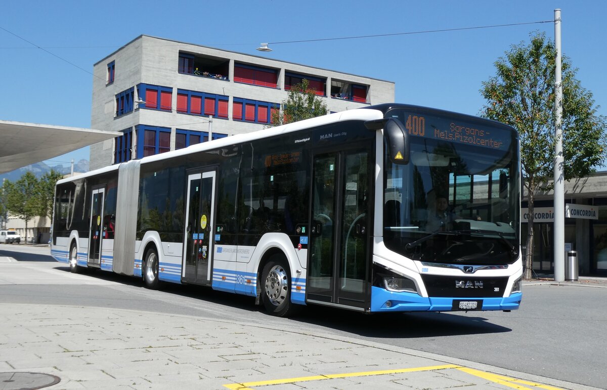 (278'653) - BSW Sargans - Nr. 361/SG 482'203 - MAN am 8. August 2025 beim Bahnhof Buchs