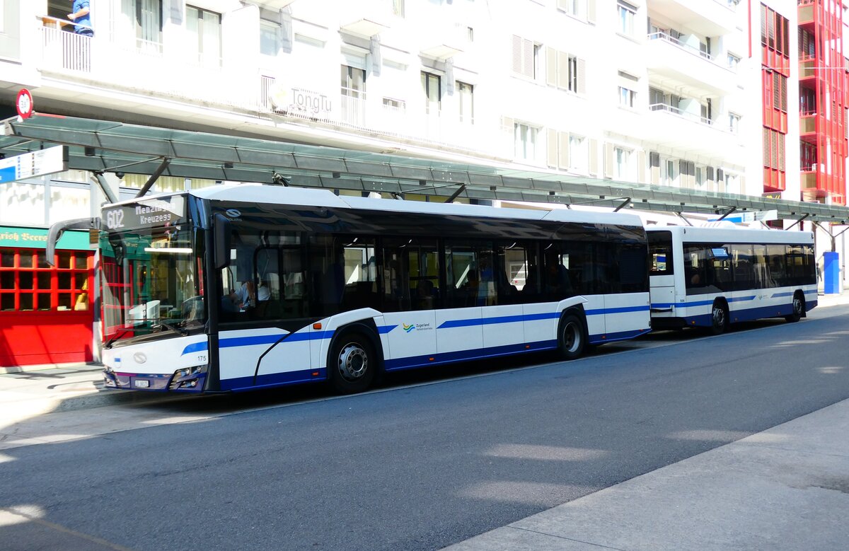 (279'438) - ZVB Zug - Nr. 175/ZG 88'175 - Solaris am 26. August 2025 beim Bahnhof Zug