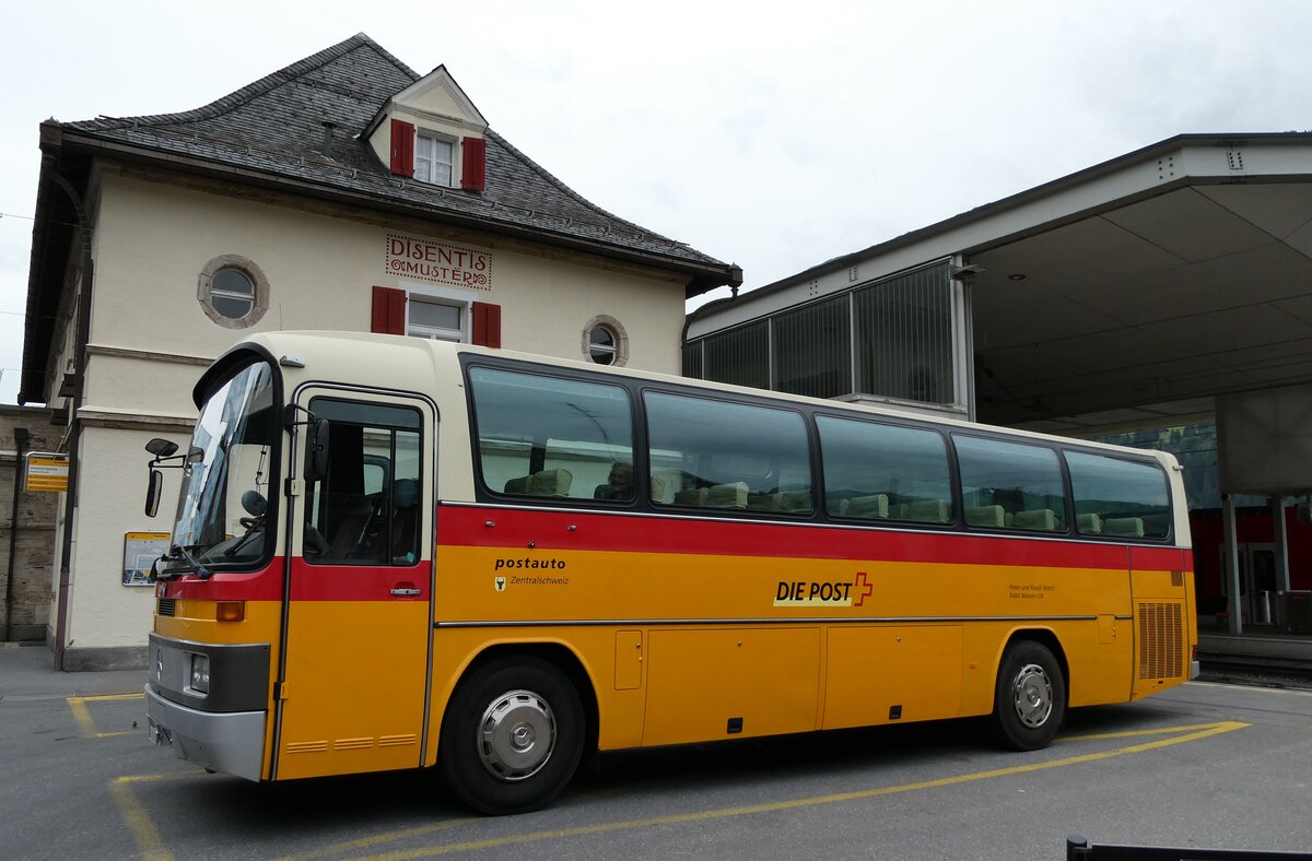 (280'077) - Buzzi, Bern - BE 910'789 - Mercedes (ex Mattli, Wassen/PID 2295) am 8. September 2025 beim Bahnhof Disentis