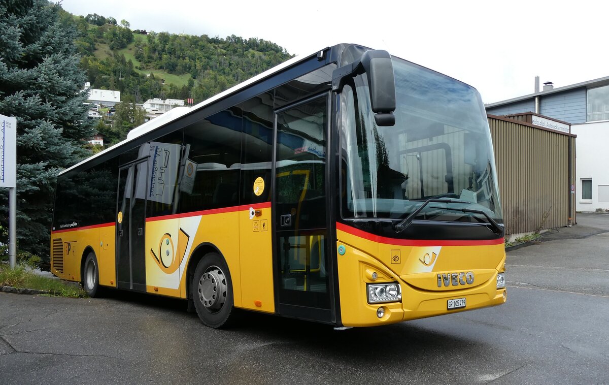(280'190) - PostAuto Graub�nden - GR 105'479/PID 10'068 - Iveco (ex Nr. 18; ex Nr. 21; ex Fontana, Ilanz Nr. 21) am 9. September 2025 in Ilanz, Garage Fontana