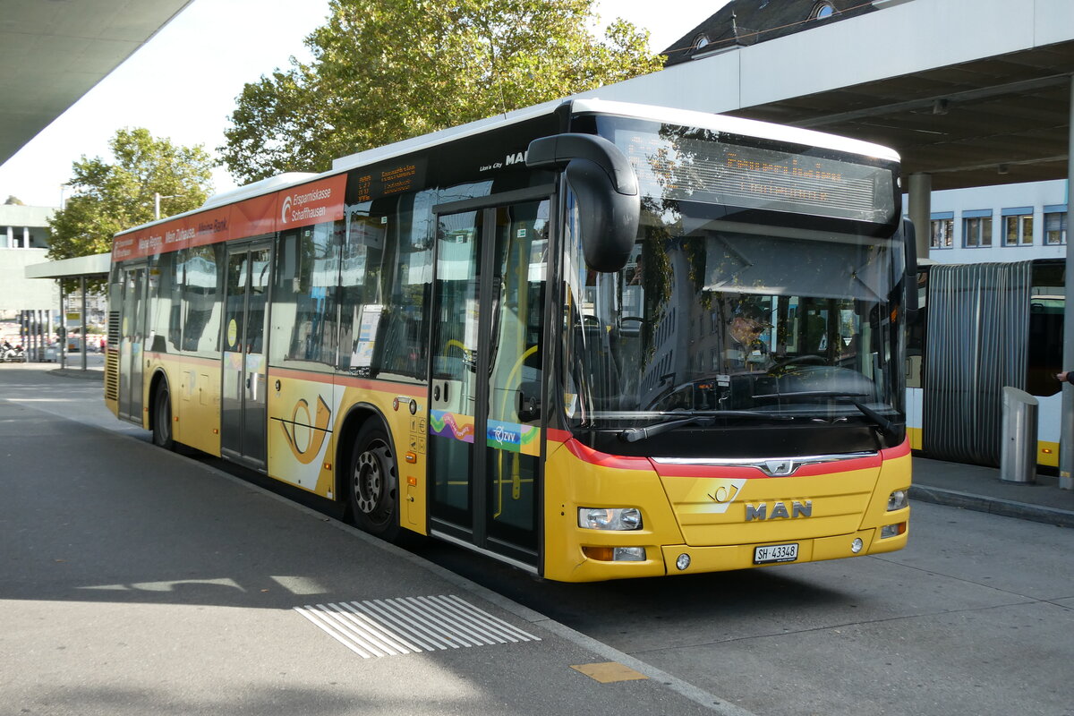 (281'096) - Rattin, Neuhausen - Nr. 327/SH 43'348/PID 10'653 - MAN (ex Rattin, Schlatt Nr. 327; ex Richtger, Ossingen Nr. 327) am 10. Oktober 2025 beim Bahnhof Schaffhausen