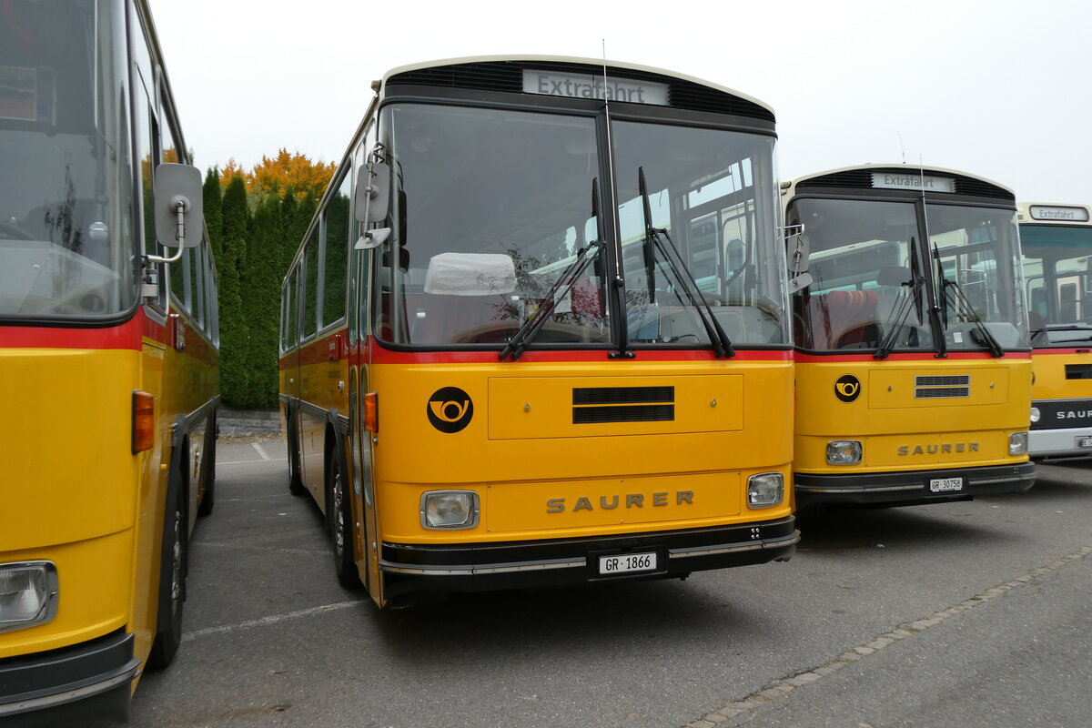 (281'353) - Gaudenz, Andeer - GR 1866 - Saurer/R&J (ex Mark, Andeer PID 2824; ex PostAuto Graub�nden; ex P 24'350) am 12. Oktober 2025 in Schwarzenberg, R�ssli