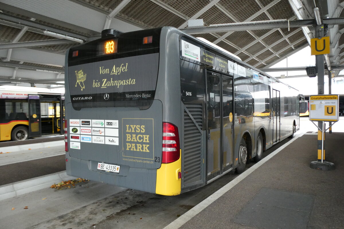 (281'766) - Steiner, Ortschwaben - Nr. 23/BE 43'335/PID 5416 - Mercedes (ex AVA Biel Nr. 4) am 24. Oktober 2025 in Bern, Postautostation