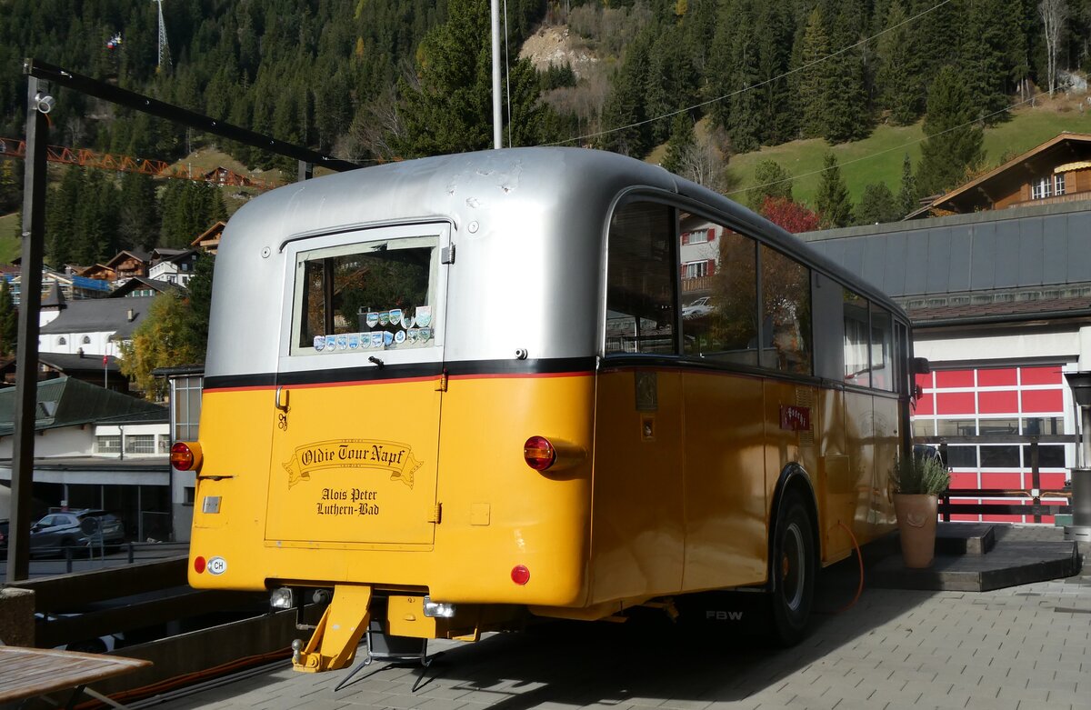 (281'915) - Peter, Luthern Bad - FBW/Gangloff (ex Reusser, Bassersdorf; ex Panel, P�verenges; ex P 24'562; ex P 1351) am 31. Oktober 2025 in Adelboden, Hotel Beau Site