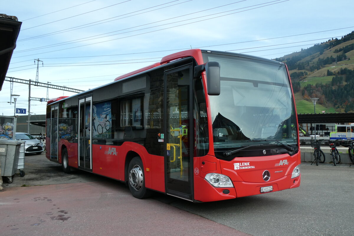 (281'934) - AFA Adelboden - Nr. 58/BE 611'224 - Mercedes am 31. Oktober 2025 beim Bahnhof Frutigen