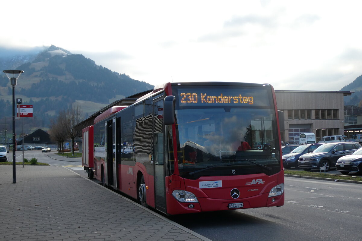 (282'486) - AFA Adelboden - Nr. 96/BE 823'926 - Mercedes am 18. November 2025 beim Bahnhof Frutigen