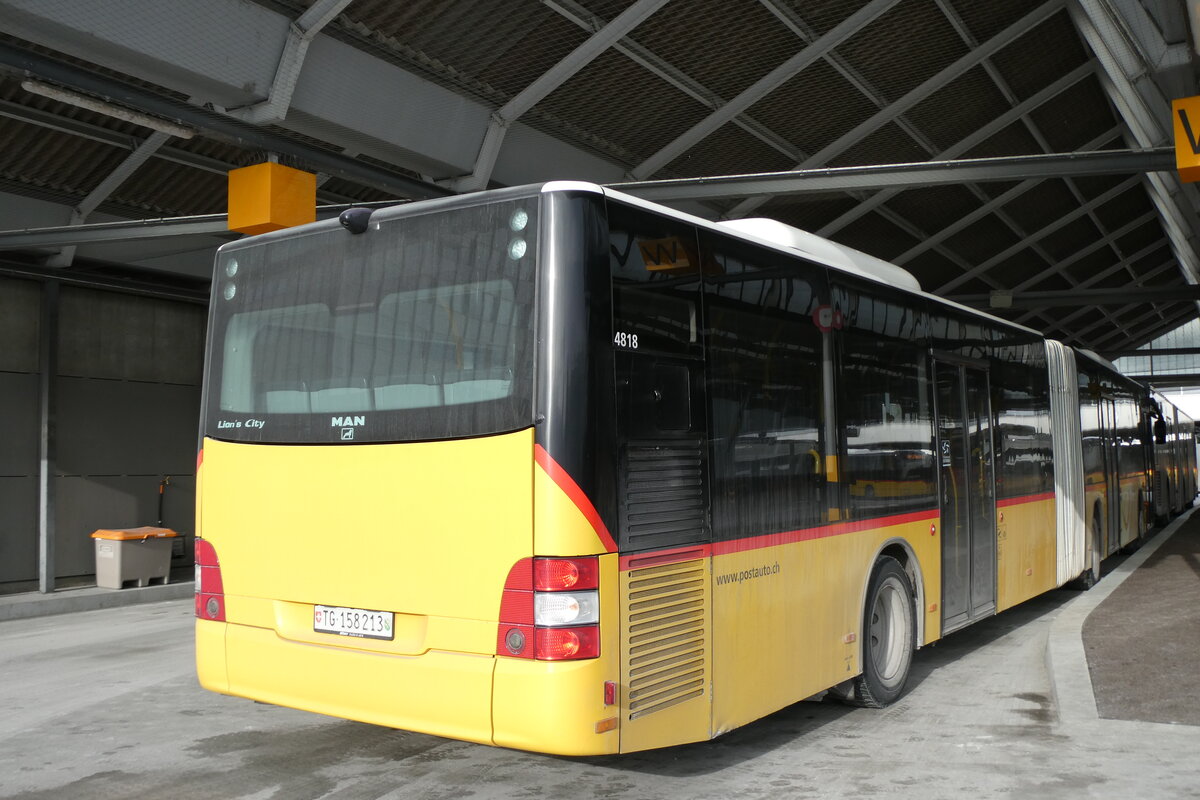 (283'726) - PostAuto Ostschweiz - TG 158'213/PID 4818 - MAN (ex PostAuto Graub�nden; ex PostAuto Ostschweiz SZ 68'458; ex PostAuto Ostschweiz SZ 44'040; ex Kistler, Reichenburg) am 6. Januar 2026 in Bern, Postautostation