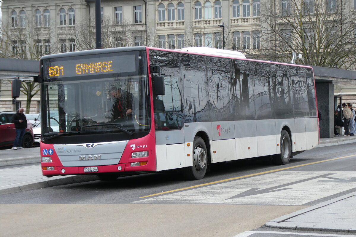 (284'511) - TRAVYS Yverdon - Nr. 232/VD 303'662 - MAN am 31. Januar 2026 beim Bahnhof Yverdon