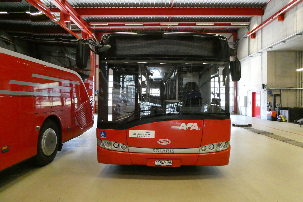 (285'063) - AFA Adelboden - Nr. 419/BE 549'198 - Solaris (ex Nr. 91) am 24. Februar 2026 in Frutigen, Garage