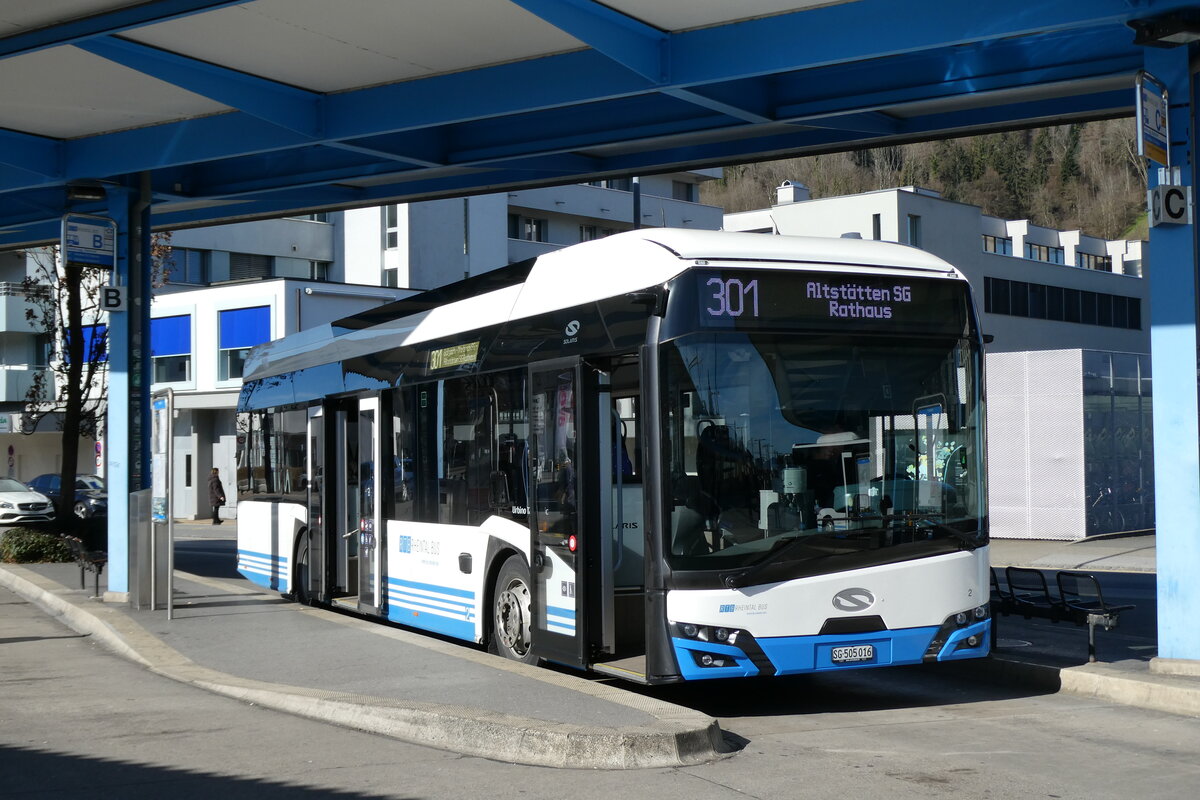 (285'075) - RTB Altst�tten - Nr. 2/SG 505'016 - eSolaris am 26. Februar 2026 beim Bahnhof Heerbrugg