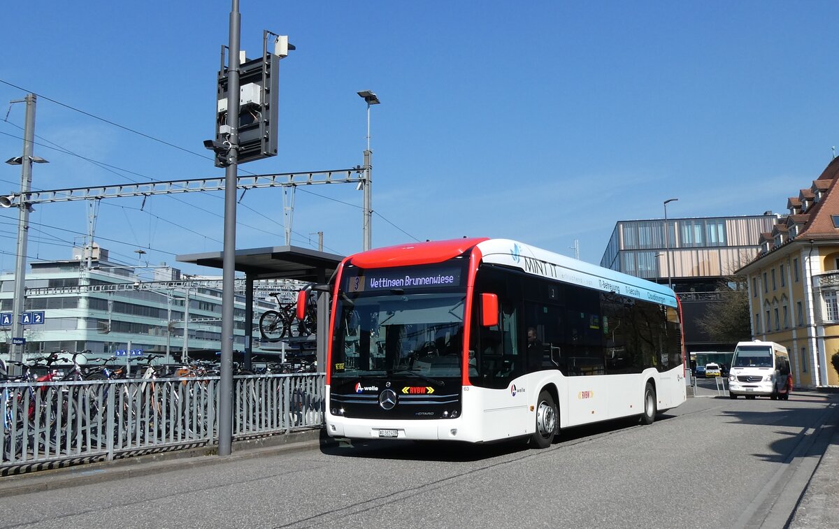 (285'540) - RVBW Wettingen - Nr. 63/AG 362'439 - eMercedes am 19. M�rz 2026 beim Bahnhof Baden
