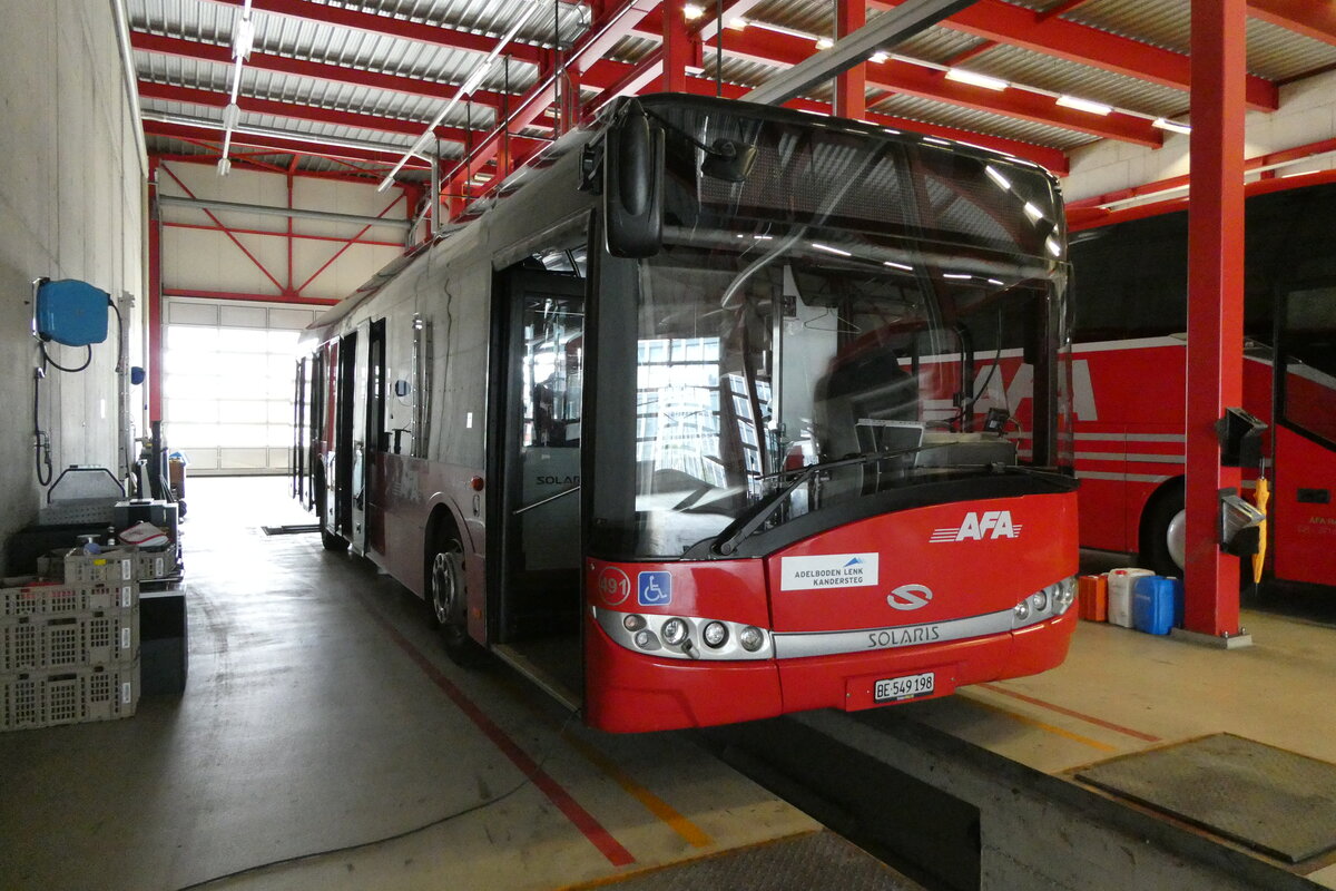 (285'764) - AFA Adelboden - Nr. 491/BE 549'198 - Solaris (ex Nr. 91) am 27. M�rz 2026 in Frutigen, Garage