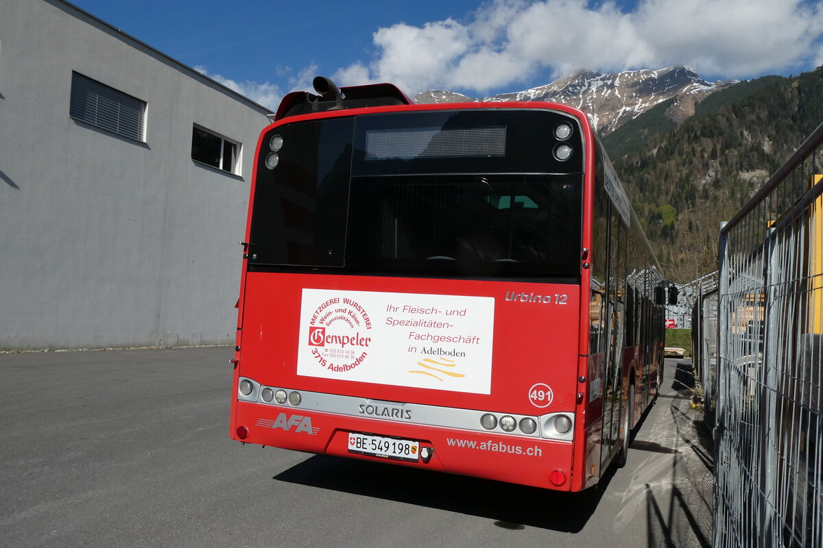 (286'219) - AFA Adelboden - Nr. 491/BE 549'198 - Solaris (ex Nr. 91) am 18. April 2026 in Frutigen, Garage