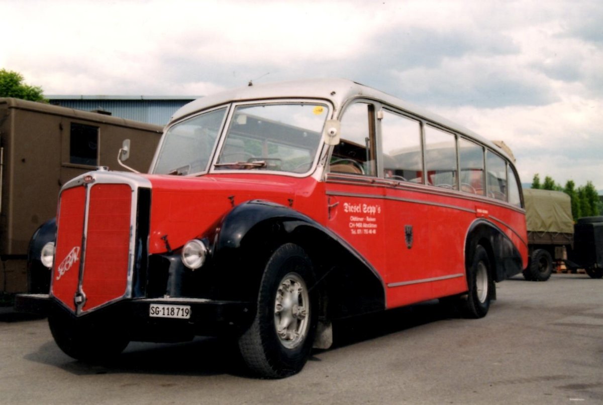(MD183) - Aus dem Archiv: Wespe, Altst�tten - Nr. 12/SG 118'719 - FBW/R&J (ex AFA Adelboden Nr. 12) um 1996 in Altst�tten, NFA