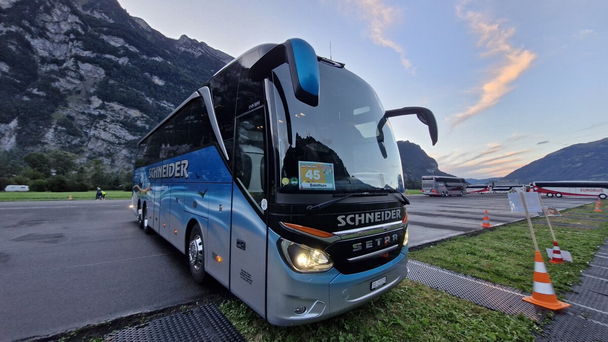 Setra S 515 HDH, SO 21723, Flugplatz Mollis, Schneider Reisen und Transport AG, Langendorf, Aufgenommen am 2. September 2025