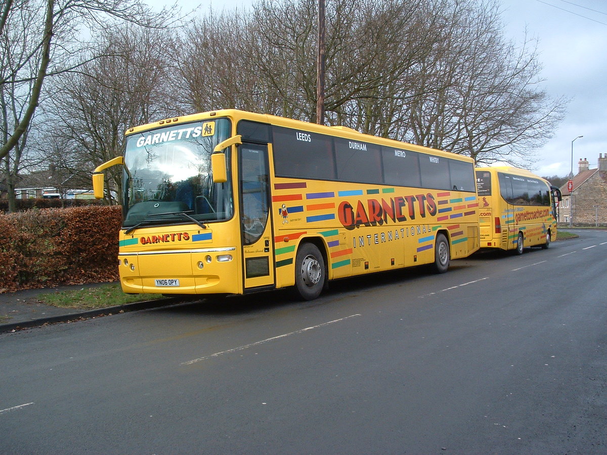 YN06 OPY
2006 Volvo B7R
Plaxton Profile C70F
New to Garnetts Coaches, Tindale Crescent, Bishop Auckland, County Durham, England.

Photographed at Staindrop, County Durham, England on 11th January 2012.