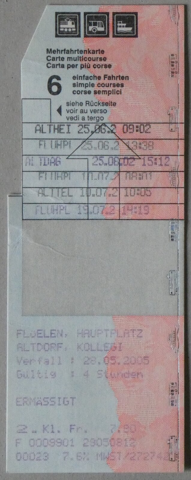 (261'572) - AAGU-Mehrfahrtenkarte am 20. April 2024 in Thun